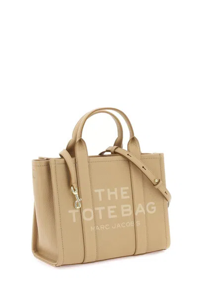 Shop Marc Jacobs The Leather Medium Tote Bag In Beige