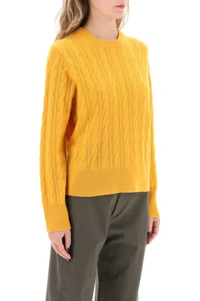 Shop Guest In Residence Twin Cable Cashmere Sweater In Giallo