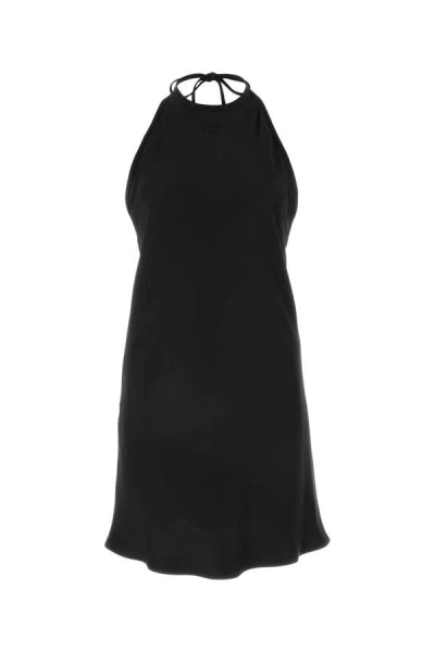 Shop Miu Miu Woman Black Satin Dress
