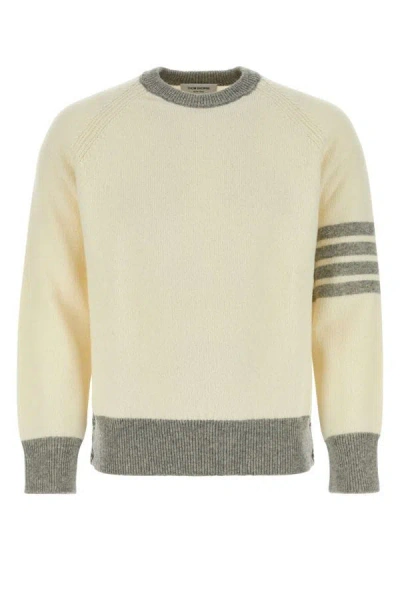 Shop Thom Browne Man Ivory Wool Sweater In White