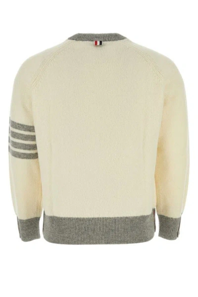 Shop Thom Browne Man Ivory Wool Sweater In White