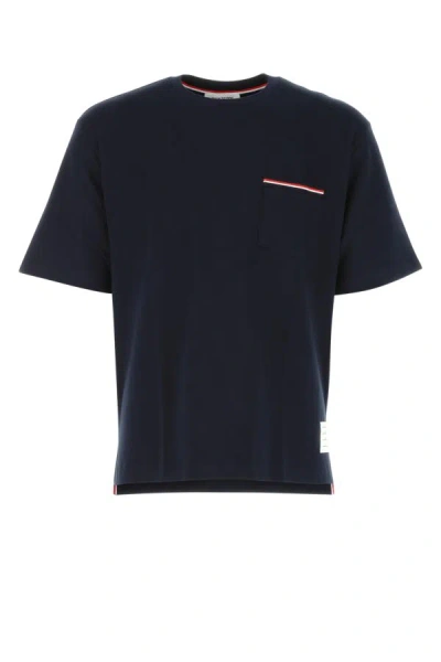 Shop Thom Browne Man Midnight Blue Cotton Oversize T-shirt