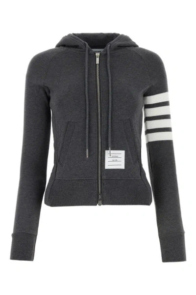 Shop Thom Browne Woman Graphite Cotton Sweatshirt In Gray