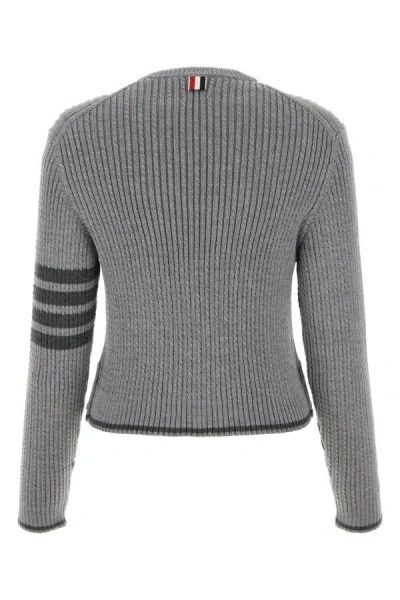 Shop Thom Browne Woman Grey Wool Sweater In Gray