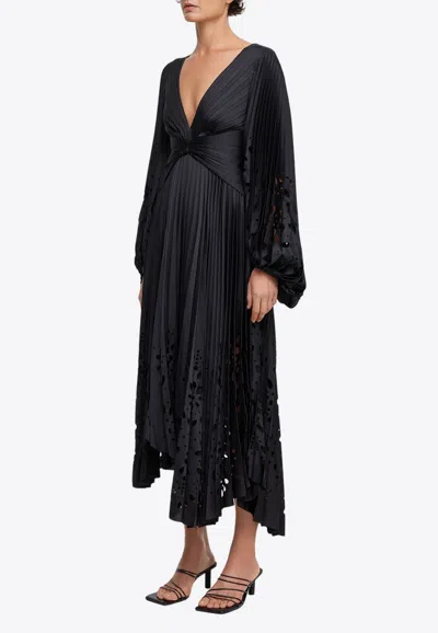 Shop Acler Barlow Plisse Midi Dress In Black