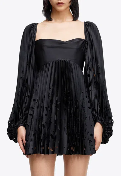 Shop Acler Barlow Plisse Mini Dress In Black