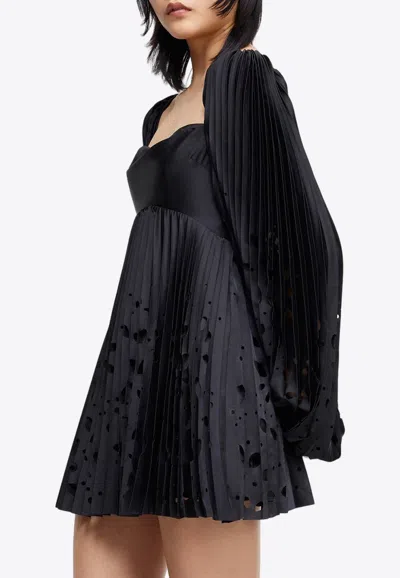 Shop Acler Barlow Plisse Mini Dress In Black