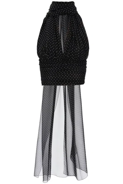 Shop Dolce & Gabbana Chiffon Top With Scarf Accessory In Nero