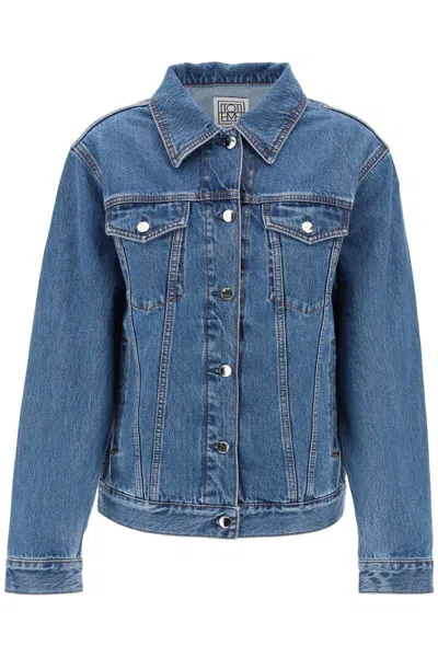 Shop Totême Classic Line Denim Jacket For Men Or Women In Blu