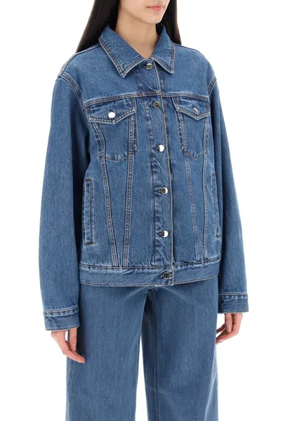 Shop Totême Classic Line Denim Jacket For Men Or Women In Blu