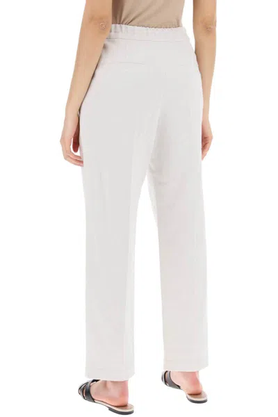 Shop Brunello Cucinelli Cotton And Linen Slouchy Pants In Bianco