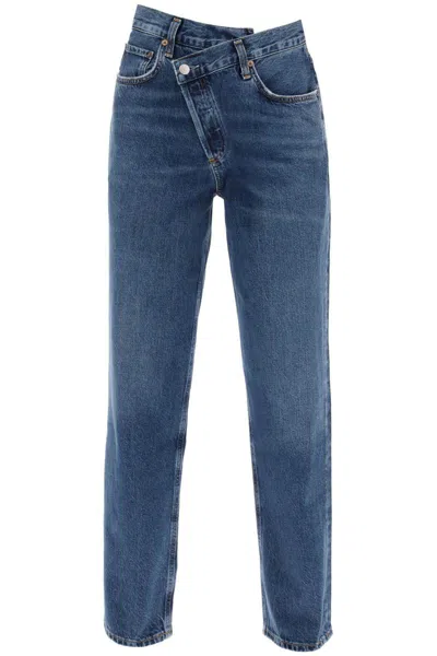 Shop Agolde Criss Cross Jeans In Blu