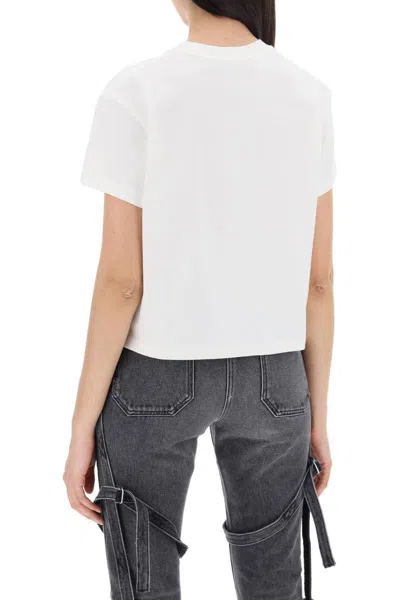 Shop Courrèges Cropped Logo T-shirt With In Bianco