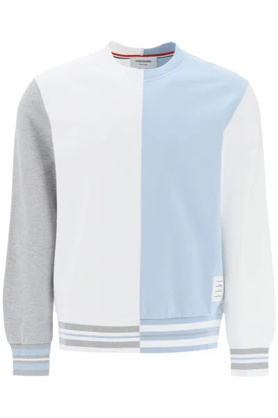 Shop Thom Browne Funmix Two-tone Sweatshirt In Bianco