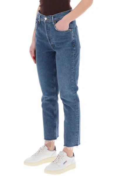 Shop Agolde High-waisted Straight Cropped Jeans In The In Blu