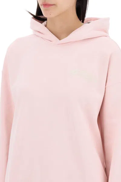 Shop Ganni Hoodie With Isoli Fabric In Rosa