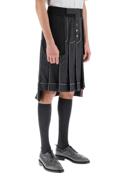 Shop Thom Browne Inside-out Pleated Skirt In Grigio