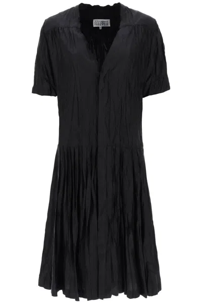 Shop Mm6 Maison Margiela Jacquard Shirt Dress In Nero