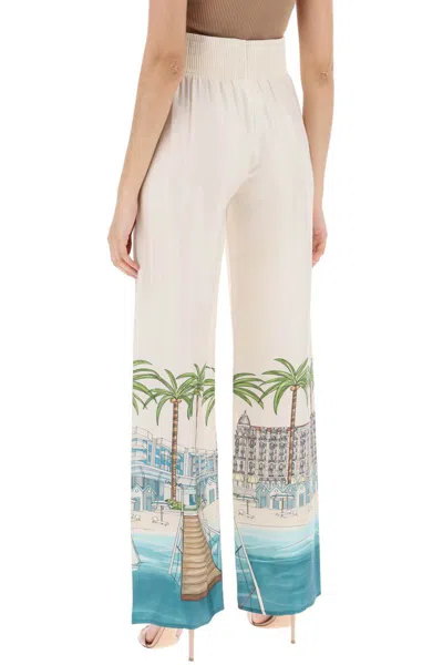 Shop Mvp Wardrobe La Croisette Satin Pants For In Bianco