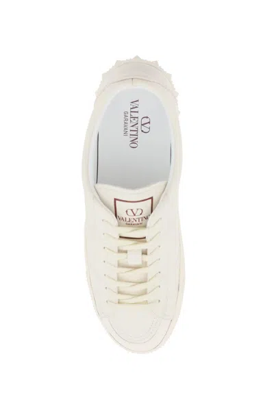 Shop Valentino Leather Cityplanet Sneakers In Neutro