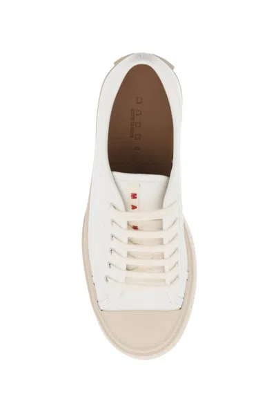 Shop Marni Leather Pablo Sneakers In Bianco