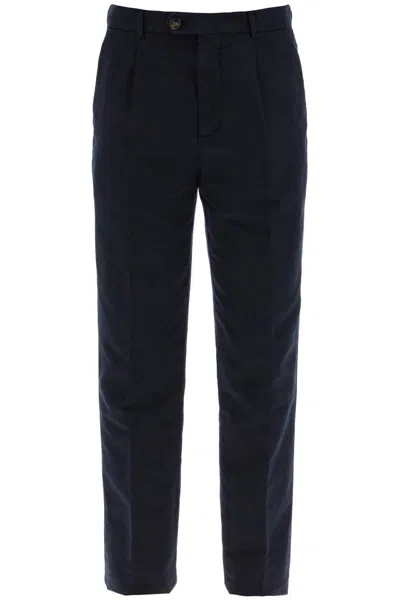 Shop Brunello Cucinelli Linen And Cotton Blend Pants For In Blu