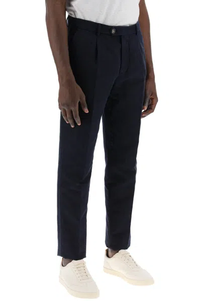 Shop Brunello Cucinelli Linen And Cotton Blend Pants For In Blu