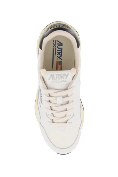 Shop Autry Low-cut Nylon And Leather Reelwind Sneakers In Bianco