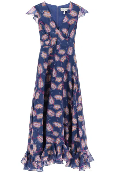 Shop Saloni Maxi Cotton And Silk Emma Dress. In Blu