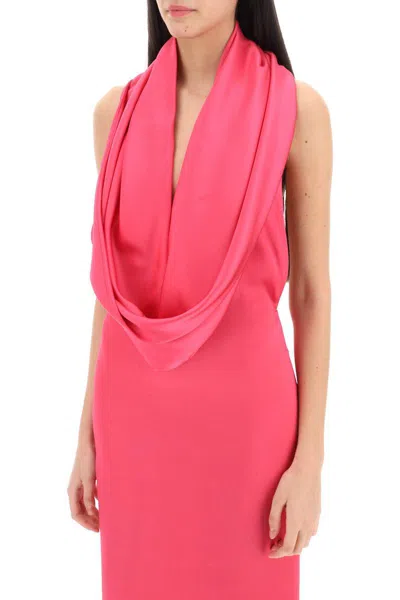 Shop Giuseppe Di Morabito Maxi Gown With Built-in Hood In Fuxia