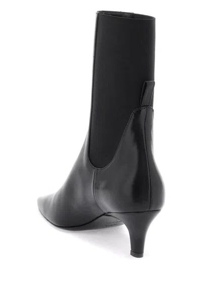 Shop Totême Mid Heel Leather Boots In Nero