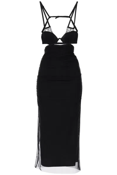 Shop Dolce & Gabbana Midi Dress With Bustier Details In Nero
