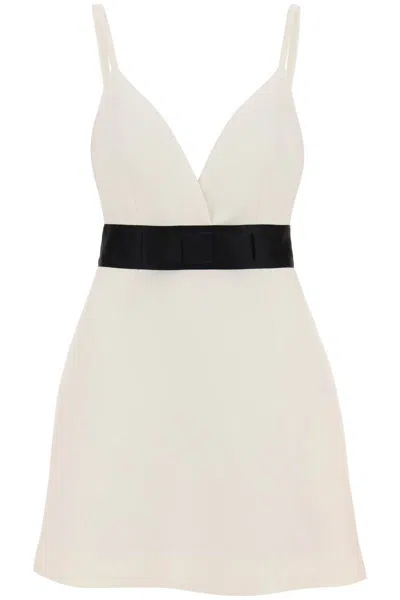 Shop Dolce & Gabbana Mini Wool Twill Dress With Belt In Bianco