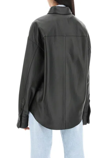 Shop Ami Alexandre Mattiussi Nappa Leather Overshirt In Verde