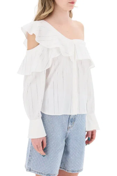 Shop Self-portrait Off-shoulder Blouse With In Bianco