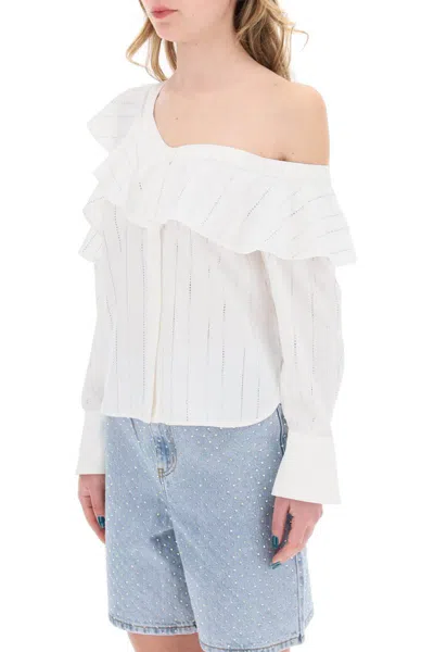 Shop Self-portrait Off-shoulder Blouse With In Bianco