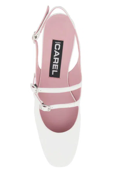 Shop Carel Paris Patent Leather Pêche Slingback Mary Jane In Bianco