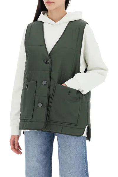 Shop Ganni Quilted Boxy In Verde