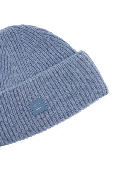 Shop Acne Studios Ribbed Wool Beanie Hat With Cuff In Celeste