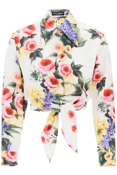 Shop Dolce & Gabbana Rose Garden Cropped Shirt In Bianco