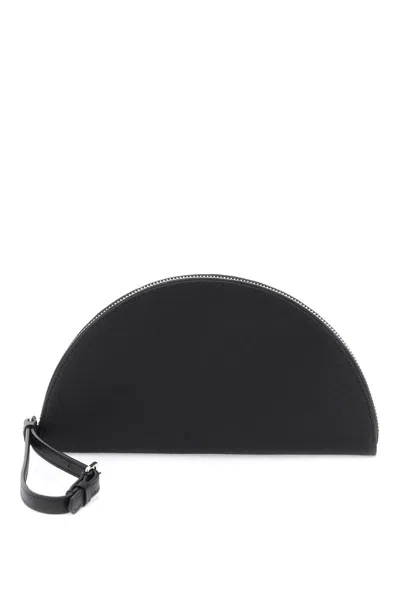 Shop Maison Margiela Saffiano Leather Pouch With Wrist Handle. In Nero