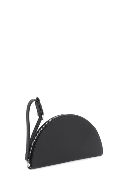 Shop Maison Margiela Saffiano Leather Pouch With Wrist Handle. In Nero