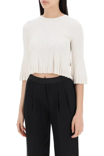 Shop Loulou Studio Silk And Cotton Knit Ammi Crop Top In In Bianco