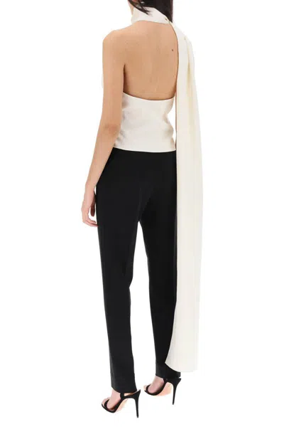 Shop Magda Butrym Silk Wrap Neck Top In Bianco