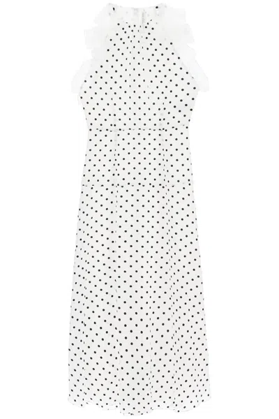 Shop Alessandra Rich Sleeveless Maxi Dress In Polka In Bianco