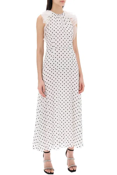 Shop Alessandra Rich Sleeveless Maxi Dress In Polka In Bianco