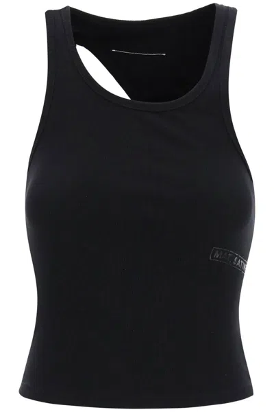 Shop Mm6 Maison Margiela Sleeveless Top With Back Cut In Nero