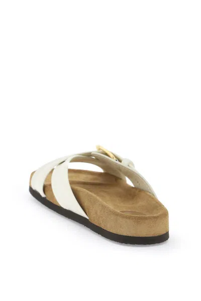Shop Valentino Smooth Leather Fussfriend Slides For In Bianco