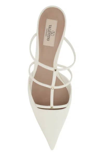 Shop Valentino Smooth Leather Rockstud Wispy Mules In Bianco