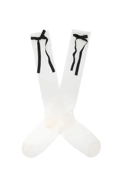 Shop Maison Margiela Socks With Bows In Bianco
